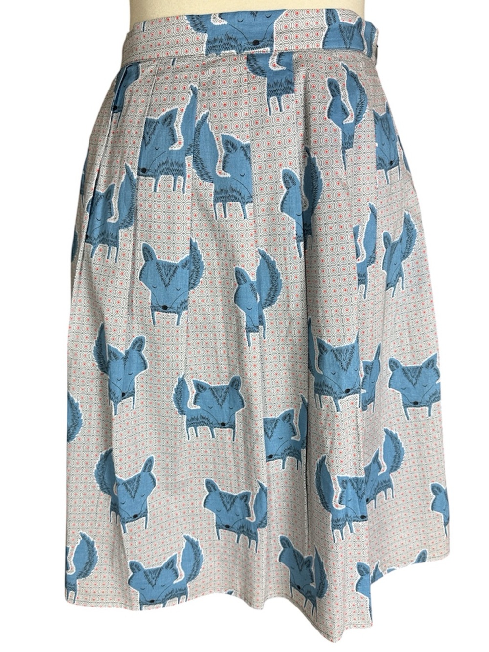 Anthropologie Comme Toi fox print A-line skirt Size Large 100% cotton